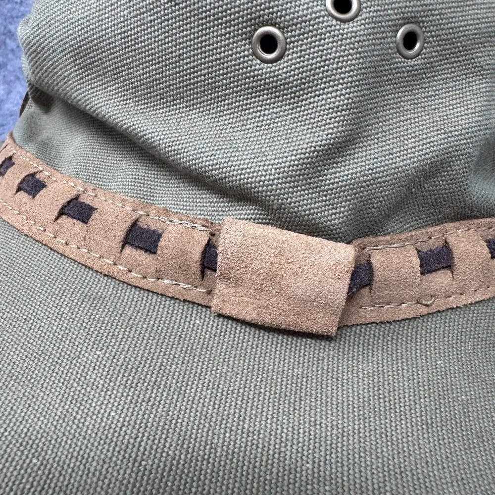 Rogue Leather Canvas Safari Explorer Kalahari Sand Hat Mens L with tag Green